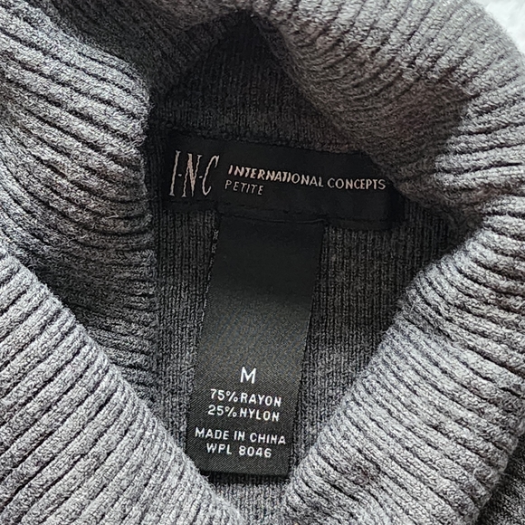 INC international concepts grey long sweater turtleneck Size M Petite - Picture 3 of 6